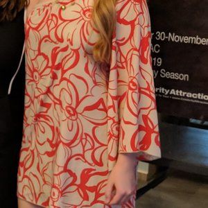 One-Shoulder Orange Floral Mini Dress